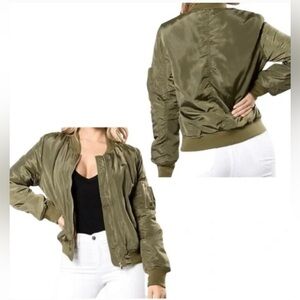 Love Tree Bomber Jacket 
Olive Green size small